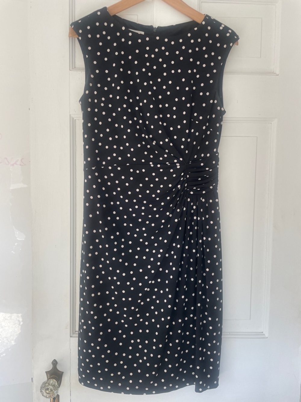 London Fog Black Dress with White Polka Dots